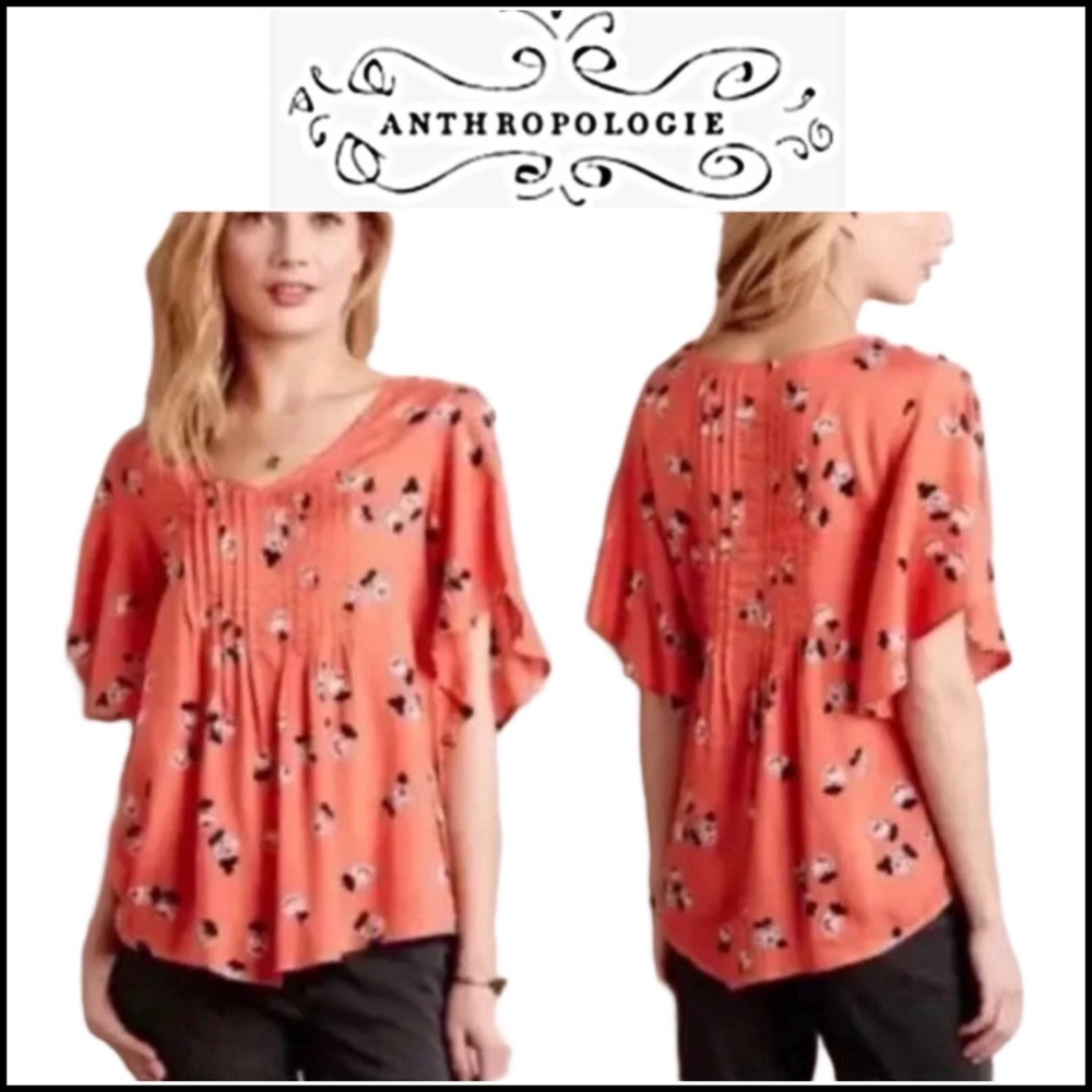 ANTHROPOLOGIE MAEVE MAYA FLORAL FLUTTER
SLEEVE TOP Sz 4